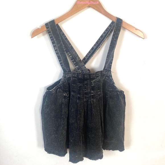 (B22) Free People Black Washed Denim Raw Hem Tank Top, Size M, NWT - Picture 3 of 16